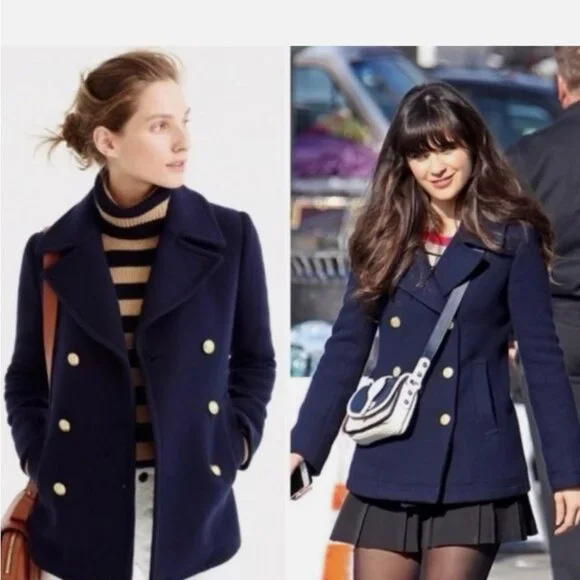 J. Crew Navy Blue Wool Pea Coat.  SZ 2 - Picture 4 of 4